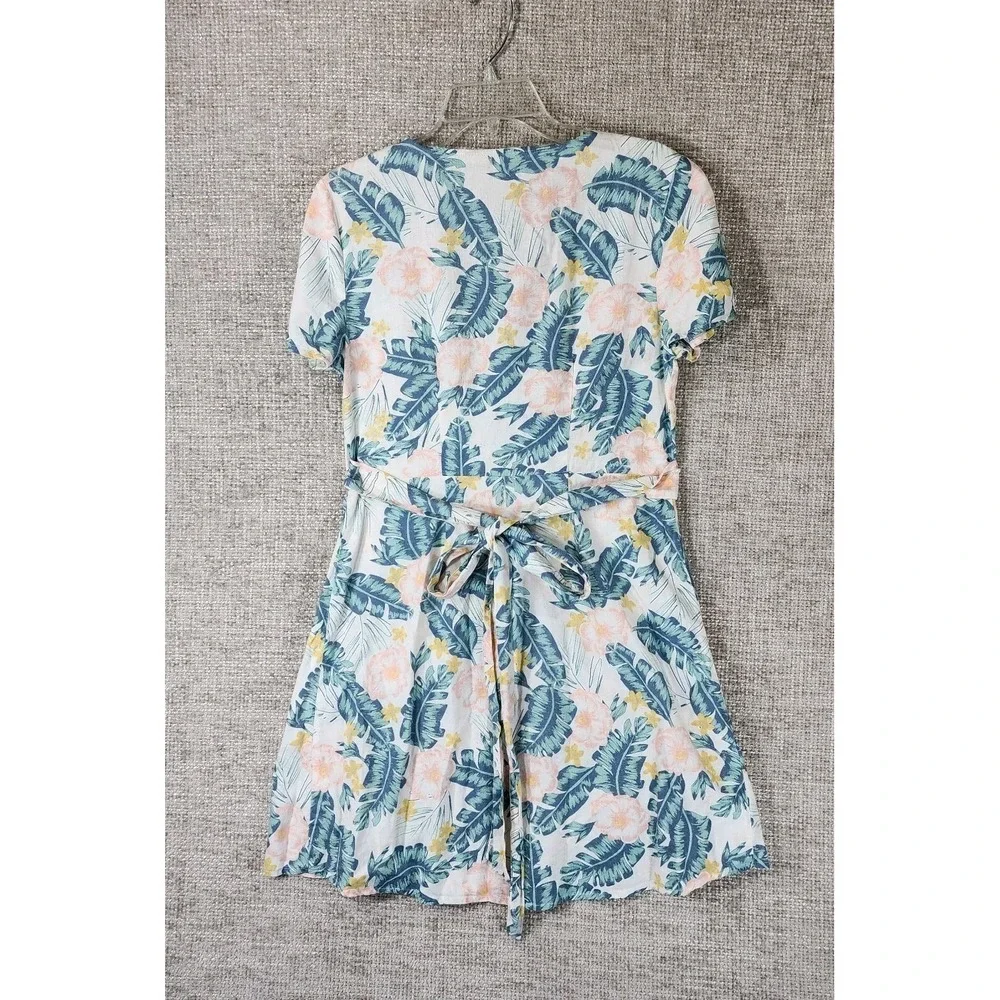 Marine‎ Layer Linen Blend Wrap Dress Swim Coverup Womens M White Floral